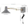 JONATHAN Y JYL1302C Hygge 16″ Swing Arm 1-Light Modern Midcentury Iron USB Charging Port LED Sconce Transitional Farmhouse Entryway Lobby Kitchen Bathroom Bedroom Living Room, Grey/Brass Gold(Grey/Brass Gold)