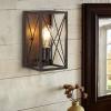 JONATHAN Y JYL1310A Norris X-Frame 6″ 1-Light Farmhouse Rustic Iron LED Sconce Bohemian Industrial Entryway Lobby Kitchen Bathroom Bedroom Living Room Hallway, Oil Rubbed Bronze/Wood Finish