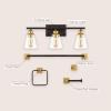 JONATHAN Y JYL1500A Arlo 22.88″ 3-Light Vintage Classic Vanity Light with Bathroom Hardware Accessory Set, Oil Rubbed Bronze (5-Piece) – Towel Bar & Ring, Toilet Paper Holder, Robe Hook(Oil Rubbed Bronze/Gold Painting)