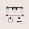 JONATHAN Y JYL1501A CAIA 22.38″ 3-Light Modern Vanity Light with Frosted Glass Shades & Bathroom Hardware Accessory Set, Oil Rubbed Bronze (5-Piece) – Towel Bar & Ring, Toilet Paper Holder, Robe Hook(Oil-Rubbed Bronze)