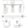JONATHAN Y JYL1503C Egan 23.25″ 3-Light Classic Cottage Vanity Light with Frosted Glass Shades and Bathroom Accessory Set, Brushed Nickel (5-Piece) – Towel Bar & Ring, Toilet Paper Holder, Robe Hook(Brushed Nickel)