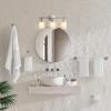 JONATHAN Y JYL1503C Egan 23.25″ 3-Light Classic Cottage Vanity Light with Frosted Glass Shades and Bathroom Accessory Set, Brushed Nickel (5-Piece) – Towel Bar & Ring, Toilet Paper Holder, Robe Hook(Brushed Nickel)