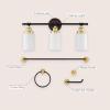 JONATHAN Y JYL1503C Egan 23.25″ 3-Light Classic Cottage Vanity Light with Frosted Glass Shades and Bathroom Accessory Set, Brushed Nickel (5-Piece) – Towel Bar & Ring, Toilet Paper Holder, Robe Hook(Oil Rubbed Bronze/Gold Painting)