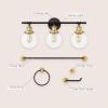 JONATHAN Y JYL1504A Hugo 24.5″ 3-Light Farmhouse Classic Vanity Light with Bathroom Hardware Accessory Set, Oil Rubbed Bronze (5-Piece) – Towel Bar & Ring, Toilet Paper Holder, Robe Hook(Oil Rubbed Bronze/Gold Painting)