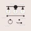 JONATHAN Y JYL1504A Hugo 24.5″ 3-Light Farmhouse Classic Vanity Light with Bathroom Hardware Accessory Set, Oil Rubbed Bronze (5-Piece) – Towel Bar & Ring, Toilet Paper Holder, Robe Hook(Oil-Rubbed Bronze)