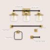 JONATHAN Y JYL1505B Avalon 26″ 3-Light Farmhouse Cottage Vanity Light with Bathroom Hardware Accessory Set, Gold Painting/Oil Rubbed Bronze (5-Piece) – Towel Bar & Ring, Toilet Paper Holder, Robe Hook(Gold Painting/Oil Rubbed Bronze)