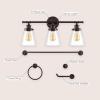 JONATHAN Y JYL1507B Hollis 23.75″ 3-Light Traditional Farmhouse Vanity Light with Bathroom Accessory Set, Oil Rubbed Bronze/Gold Painting (5-Piece) – Towel Bar & Ring, Toilet Paper Holder, Robe Hook(Oil-Rubbed Bronze)