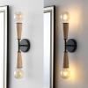JONATHAN Y JYL1600A Katia 5.13″ 2-Light Modern Designer Iron/Wood Double Sided Hourglass LED Sconce Farmhouse, Eclectic, Industrial, Contemporary, Living Room, Dining Room, Bedroom, Light Brown/Black