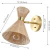 JONATHAN Y JYL1601A Zoey 10″ 1-Light Mid-Century Vintage Retro Rattan/Metal LED Sconce with Adjustable Shade, for Bedroom, Living Room, Kitchen, Office, Light Brown/Brass Gold(Light Brown/Brass Gold)