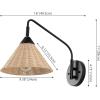 JONATHAN Y JYL1602A Kiawah 11″ 1-Light Vintage Coastal Rattan/Metal Swing Arm LED Sconce, for Bedroom, Living Room, Kitchen, Office, Black/Natural