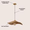 JONATHAN Y JYL1606A Miko 24.5″ Modern Coastal Organic Curve Rattan LED Pendant Minimalist, Transitional, Contemporary, Kitchen, Living Room, Bedroom, Dining Room, Natrual Brown/Brass Gold