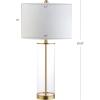 JONATHAN Y JYL2005A Collins 29″ Glass LED Table Lamp Modern Contemporary Glam Bedside Desk Nightstand Lamp for Bedroom Living Room Office College Bookcase LED Bulb Included, Clear/Brass Gold(Clear/Brass Gold)