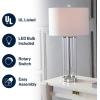 JONATHAN Y JYL2005A Collins 29″ Glass LED Table Lamp Modern Contemporary Glam Bedside Desk Nightstand Lamp for Bedroom Living Room Office College Bookcase LED Bulb Included, Clear/Brass Gold(Clear/Chrome)