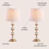 JONATHAN Y JYL2049A-SET2 Set of 2 Table Lamps Avery 27.5″ Crystal LED Table Lamp Contemporary Bedside Desk Nightstand Lamp for Bedroom Living Room Office College Bookcase, Clear/Brass Gold