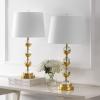 JONATHAN Y JYL2049A-SET2 Set of 2 Table Lamps Avery 27.5″ Crystal LED Table Lamp Contemporary Bedside Desk Nightstand Lamp for Bedroom Living Room Office College Bookcase, Clear/Brass Gold