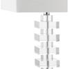 JONATHAN Y JYL2054A June 28″ Crystal LED Table Lamp Contemporary Transitional Bedside Desk Nightstand Lamp for Bedroom Living Room Office College Bookcase LED Bulb Included, Clear