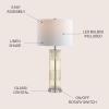 JONATHAN Y JYL2064A Genevieve 30″ Glass/Crystal LED Table Lamp Contemporary Transitional Bedside Desk Nightstand Lamp for Bedroom Living Room Office College Bookcase LED Bulb Included, Champagne
