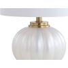 JONATHAN Y JYL2076A Pearl 17.5″ Glass/Crystal LED Table Lamp Glam Contemporary Bedside Desk Nightstand Lamp for Bedroom Living Room Office College Bookcase LED Bulb Included, White/Chrome(White/Brass Gold)