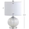 JONATHAN Y JYL2076A Pearl 17.5″ Glass/Crystal LED Table Lamp Glam Contemporary Bedside Desk Nightstand Lamp for Bedroom Living Room Office College Bookcase LED Bulb Included, White/Chrome(White/Chrome)