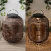 JONATHAN Y JYL2600A Nara 20.5″ Modern Global Faux Rattan Integrated Indoor/Outdoor LED Solar Powered Lantern Coastal, Bohemian, Transitional, Rustic, Patio, Porch, Backyard, Dark Brown/Black(Dark Brown/Black)