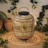 JONATHAN Y JYL2600A Nara 20.5″ Modern Global Faux Rattan Integrated Indoor/Outdoor LED Solar Powered Lantern Coastal, Bohemian, Transitional, Rustic, Patio, Porch, Backyard, Dark Brown/Black(Light Brown/Black)