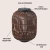 JONATHAN Y JYL2600A Nara 20.5″ Modern Global Faux Rattan Integrated Indoor/Outdoor LED Solar Powered Lantern Coastal, Bohemian, Transitional, Rustic, Patio, Porch, Backyard, Dark Brown/Black(Dark Brown/Black)