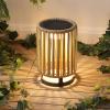 JONATHAN Y JYL2603B Sawara 25.59″ Modern Minimalist Faux Rattan Integrated Indoor/Outdoor LED Solar Powered Lantern Coastal, Transitional, Contemporary, Patio, Porch, Backyard, Natural(Natural)