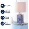 JONATHAN Y JYL3006A Choi 23″ Chinoiserie LED Table Lamp Traditional Bedside Desk Nightstand Lamp for Bedroom Living Room Office College Bookcase LED Bulb Included, Blue/White