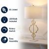 JONATHAN Y JYL3026A July 31″ Metal LED Table Lamp Modern Contemporary Bedside Desk Nightstand Lamp for Bedroom Living Room Office College Bookcase LED Bulb Included, Gold/White