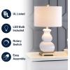 JONATHAN Y JYL3049B Vienna 25.5″ Ceramic LED Table Lamp Contemporary Transitional Bedside Desk Nightstand for Bedroom Living Room Office College Bookcase LED Bulb Included, White/Gold(White/Gold)
