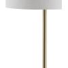 JONATHAN Y JYL3056A Luce 59″ Metal/Wood LED Floor Lamp with Table Contemporary,Transitional for Bedrooms, Living Room, Office, Reading, Black/Brass