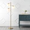 JONATHAN Y JYL3087A Ellie 66″ 3-Light Modern Vintage Iron LED Floor Lamp Contemporary Minimalist Standing Reading Lamp for Bedroom Living Room LED Bulbs Included, Brass Gold/White