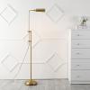 JONATHAN Y JYL3095A Zinnia 63″ Industrial Minimalist Height-Adjustable Iron Pharmacy LED Floor Lamp Glam, Modern, Designer, Casual, Vintage, Office, Living Room, Dining Room, Bedroom, Brass Gold