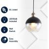 JONATHAN Y JYL3513A Nixon 7.5″ Adjustable Drop Globe Metal/Glass LED Pendant Contemporary Transitional Dimmable Dining Room Living Room Kitchen Foyer Bedroom Hallway, Brass Gold/Black(Single)