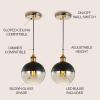 JONATHAN Y JYL3513A Nixon 7.5″ Adjustable Drop Globe Metal/Glass LED Pendant Contemporary Transitional Dimmable Dining Room Living Room Kitchen Foyer Bedroom Hallway, Brass Gold/Black(Set of 2)