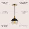 JONATHAN Y JYL3513A Nixon 7.5″ Adjustable Drop Globe Metal/Glass LED Pendant Contemporary Transitional Dimmable Dining Room Living Room Kitchen Foyer Bedroom Hallway, Brass Gold/Black(Single)