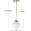JONATHAN Y JYL3517A Kurtz 9.5″ Adjustable Drop Metal/Glass LED Pendant Contemporary Transitional Dimmable Dining Room Living Room Kitchen Foyer Bedroom Hallway, Brass Gold/White(Brass Gold/White)