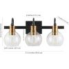 JONATHAN Y JYL3526A Marais 5.88″ 1-Light Iron/Glass Rustic Vintage LED Vanity Light Industrial Bohemian 2700K LED 4W Bulb Entryway Lobby Kitchen Bathroom Bedroom Living Room Hallway, Black/Brass Gold(3 Light)