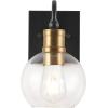JONATHAN Y JYL3526A Marais 5.88″ 1-Light Iron/Glass Rustic Vintage LED Vanity Light Industrial Bohemian 2700K LED 4W Bulb Entryway Lobby Kitchen Bathroom Bedroom Living Room Hallway, Black/Brass Gold(1 Light)