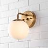 JONATHAN Y JYL3536A Louis Parisian Globe 25″ 3-Light Metal/Frosted Glass Modern Contemporary LED Vanity Midcentury Glam 2700K LED 4W Bulbs Entryway Lobby Kitchen Bathroom Bedroom Hallway, Brass Gold(Brass Gold)