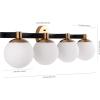 JONATHAN Y JYL3543A Modernist Globe 34″ 4-Light Metal/Frosted Glass Modern Contemporary LED Vanity Midcentury Glam 2700K LED 4W Bulbs Entryway Lobby Kitchen Bathroom Bedroom Hallway, Brass Gold(4 Bulb)