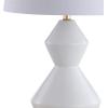 JONATHAN Y JYL4013A Alba 29″ Geometric Ceramic/Metal LED Table Lamp Contemporary Transitional Bedside Desk Nightstand Lamp for Bedroom Living Room Office College Bookcase, White/Gold Leaf(White/Gold Leaf)