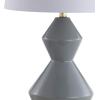 JONATHAN Y JYL4013A Alba 29″ Geometric Ceramic/Metal LED Table Lamp Contemporary Transitional Bedside Desk Nightstand Lamp for Bedroom Living Room Office College Bookcase, White/Gold Leaf(Gray)