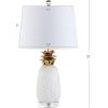 JONATHAN Y JYL4019A Pineapple 23″ Ceramic LED Table Lamp Contemporary Transitional Bedside Desk Nightstand Lamp for Bedroom Living Room Office College Bookcase LED Bulb Included, Navy/Gold(White/Gold)