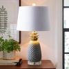 JONATHAN Y JYL4019A Pineapple 23″ Ceramic LED Table Lamp Contemporary Transitional Bedside Desk Nightstand Lamp for Bedroom Living Room Office College Bookcase LED Bulb Included, Navy/Gold(Gray/Gold)