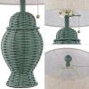 JONATHAN Y JYL4041C-SET2 Margie Wicker 20.5″ Bohemian Rustic Iron LED Table Lamp Farmhouse, Coastal, Traditional, Living Room, Dining Room, Bedroom, Green (Set of 2)(Green)