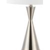 JONATHAN Y JYL4046B-SET2 Colton 26″ Classic Iron LED Table Lamp with USB Charging Port Farmhouse Bedside Desk Nightstand Lamp for Bedroom Living Room Office, Brass Gold (Set of 2)(Nickel)