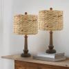 JONATHAN Y JYL4051A-SET2 Theodore 21″ Rustic Farmhouse Handwoven Rattan/Resin LED Table Lamp Southwestern, Style, Bohemian, Traditional, Living Room, Dining Room, Bedroom, Brown Wood Finish (Set of 2)