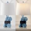 JONATHAN Y JYL4060A Kairi 21″ Modern Shabby Chic Resin/Iron Happy Elephant LED Kids’ Table Lamp with Phone Stand, White, for Living Room, Bedroom(Blue)