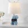 JONATHAN Y JYL4060A Kairi 21″ Modern Shabby Chic Resin/Iron Happy Elephant LED Kids’ Table Lamp with Phone Stand, White, for Living Room, Bedroom(Blue)